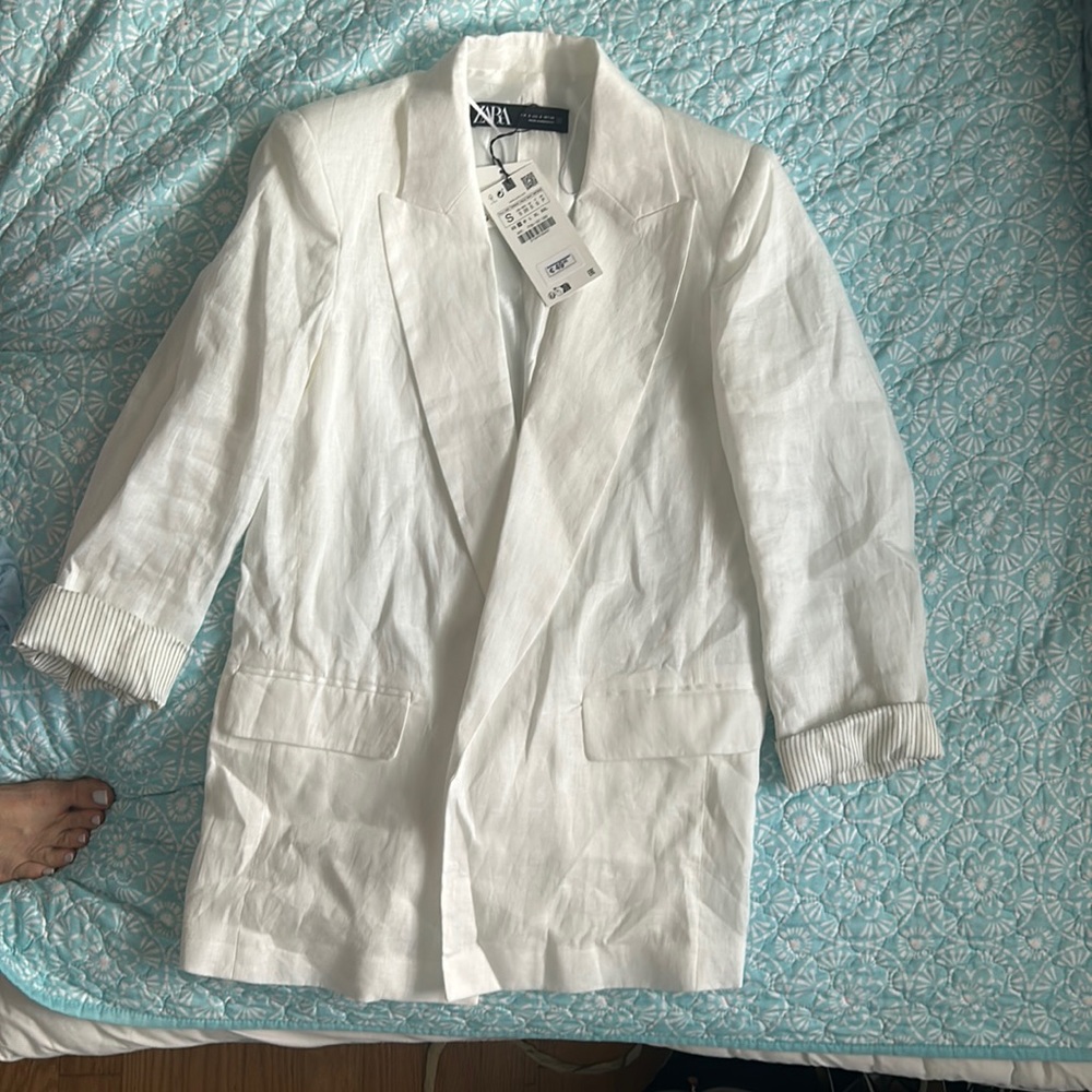 100% linen top! Zara trendy summer white linen